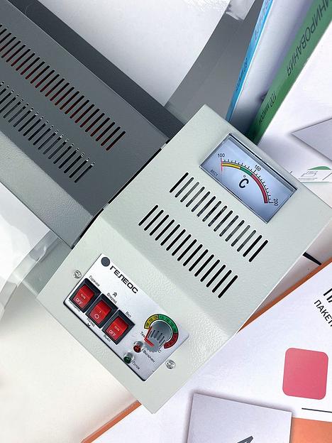 Ламинатор Heleos ЛМ_А3Про серый A3 (60-250мкм) 62см/мин (4вал.) хол.лам. лам.фото реверс фото 5