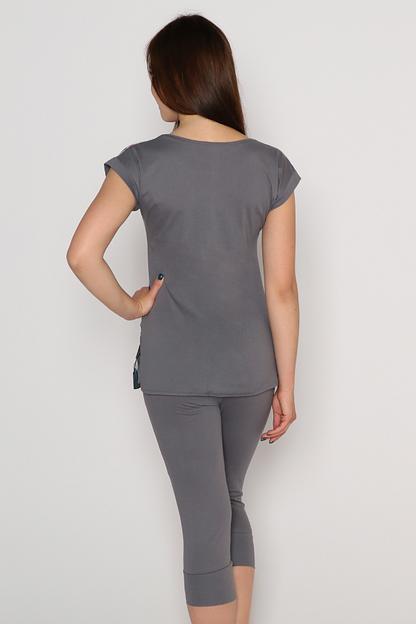Комплект женский Style Magro «Анжелика», футболка+бриджи, серый, опт фото 5