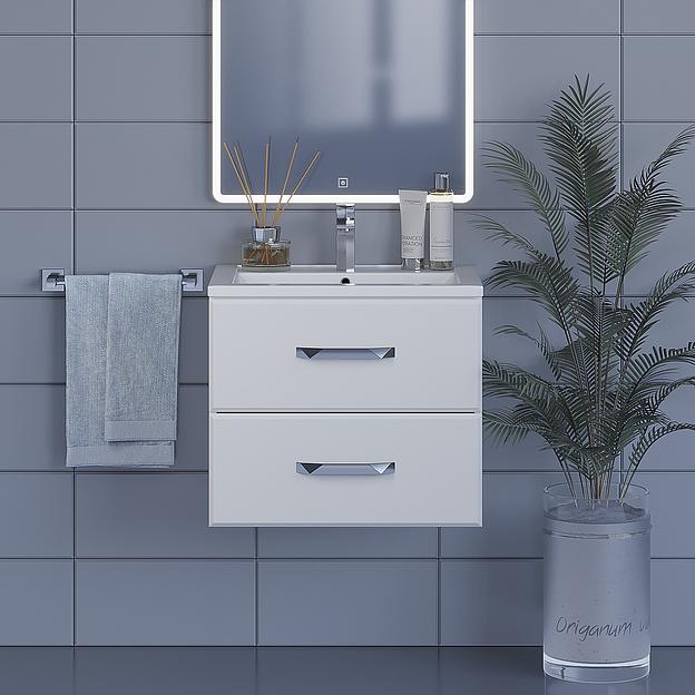 Тумба с раковиной для ванной Uperwood Foster 60 см, подвесная, белая фото 2