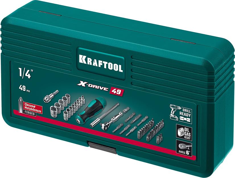 KRAFTOOL X-Drive-49, 49 шт, набор бит и головок с битодержателем и трещоткой (25816) фото 6
