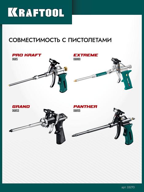 KRAFTOOL PRO 65, 850 мл, пистолетная, всесезонная, SVS, не залипающий клапан, выход до 65 л, монтажная пена (41184) фото 4