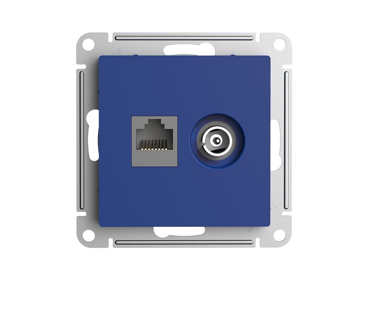 ATLASDESIGN РОЗЕТКА двойная ТВ + компьютерная RJ45, кат. 5Е, АКВАМАРИН фото 1