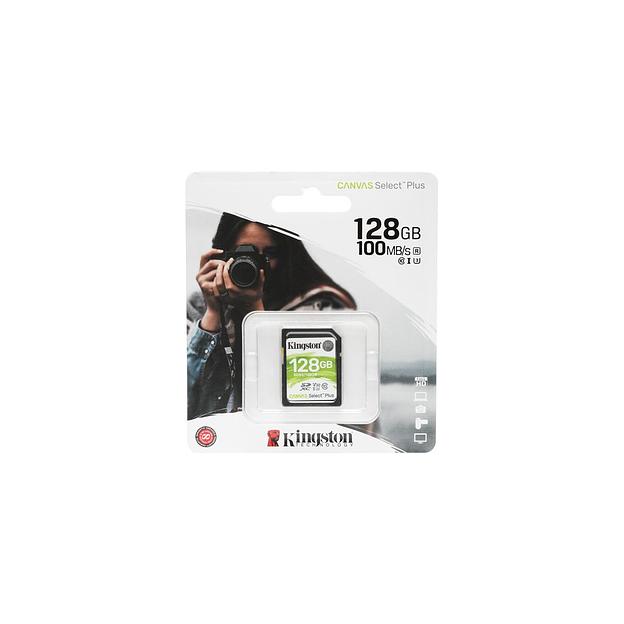 Карта памяти SDXC UHS-I U3 Kingston Canvas Select Plus 128 ГБ, 100 МБ/с, Class 10, SDS2/128GB, 1 шт., без адаптера фото 1