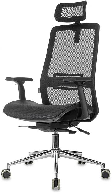 Кресло руководителя Бюрократ MC-912-H черный, сетка с подголов. крестов. металл хром фото 3