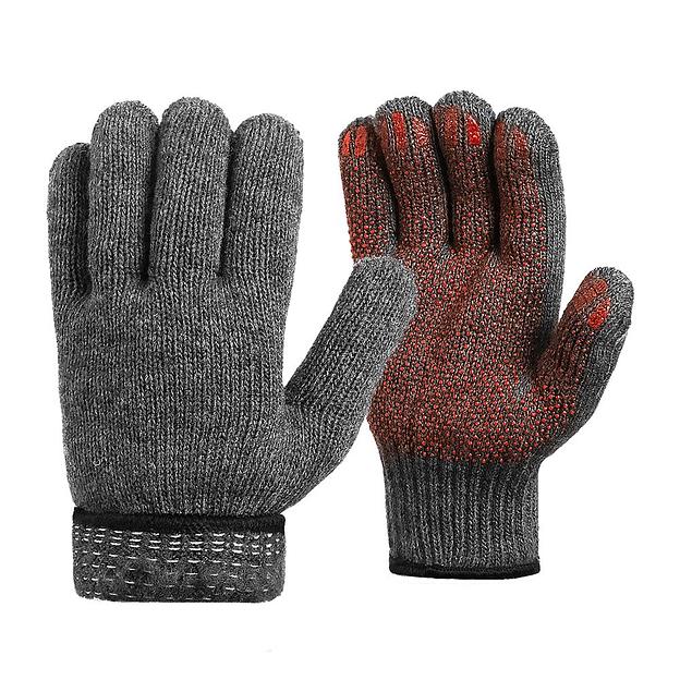 Двойные шерстяные перчатки 7,5 класс вязки (70 % шерсть+30 % акрил) с внутренним начёсом и антискользящим покрытием фото 1