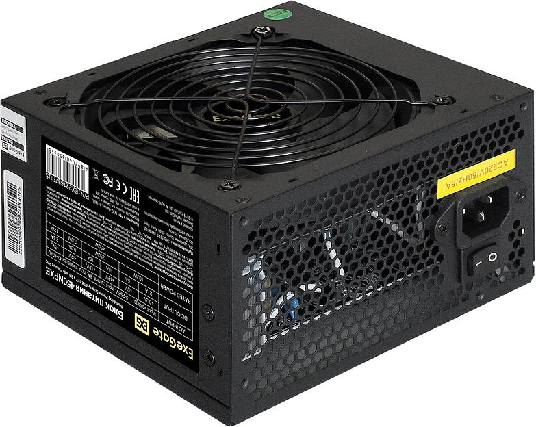 Блок питания 450W Exegate 450NPXE(+PFC), ATX, black, 12cm fan, 24+4pin, 6/8pin PCI-E, 3*SATA, 2*IDE, фото 1
