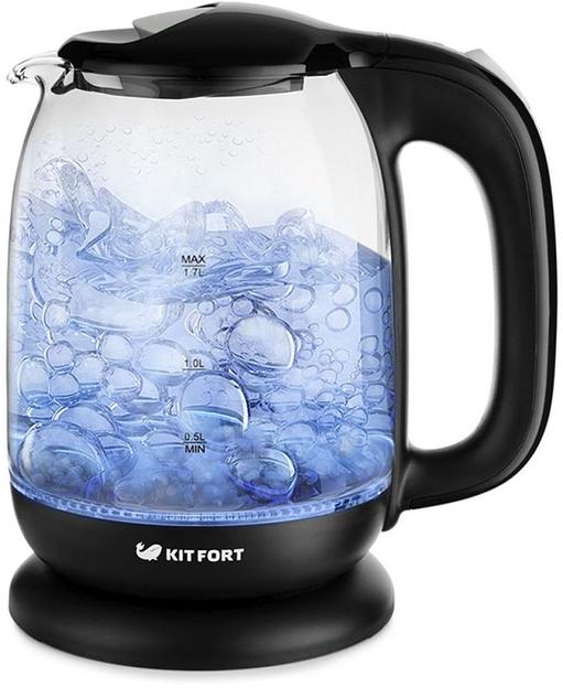 Чайник электрический Kitfort КТ-625-5 1.7л. 2200Вт черный/серый корпус: стекло/пластик фото 1