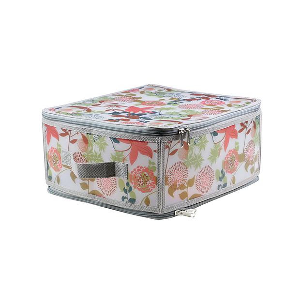 Короб складной на молнии "Лето",  Д300 Ш280 В150, серый с цветами фото 1