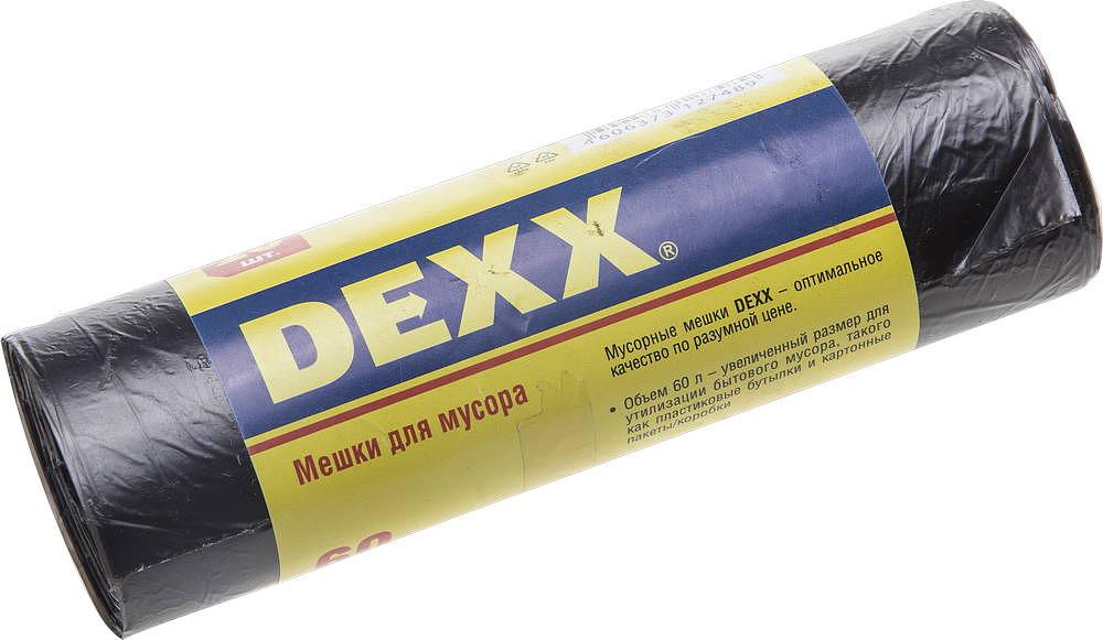 DEXX 60 л, 20 шт, черные, мусорные мешки (39150-60) фото 1