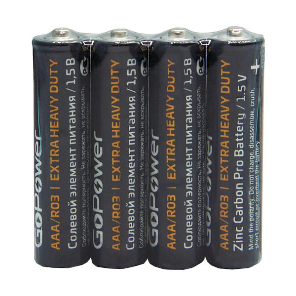 Батарейка GoPower R03 AAA Shrink 4 Heavy Duty 1.5V (4/60/1200) Батарейка GoPower R03 AAA (00-00015593) фото 3