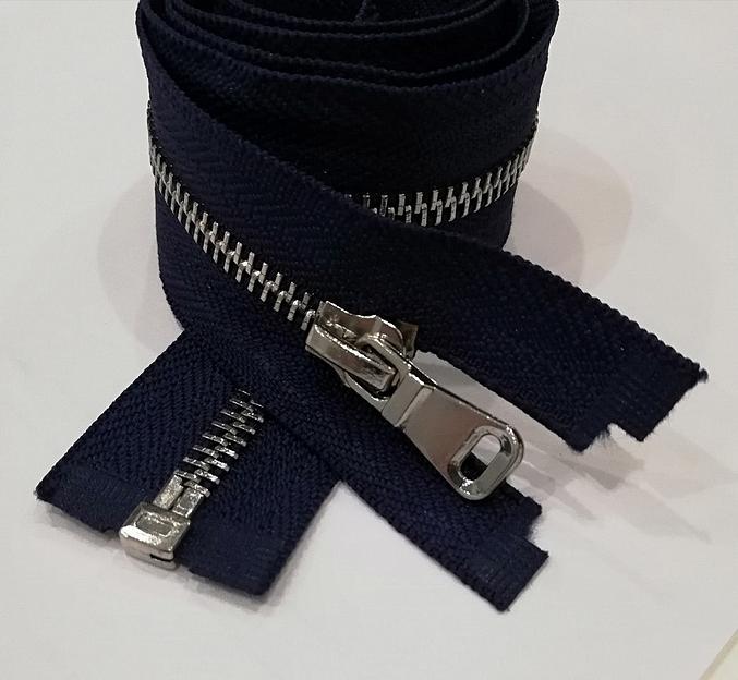 Молния металл №5 80см. 1зам. серебряный зуб Темно-синий фото 1