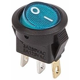 Rexant 36-2531 Выключатель клавишный круглый 250V 3А (3с) ON-OFF синий с подсветкой Micro фото 1