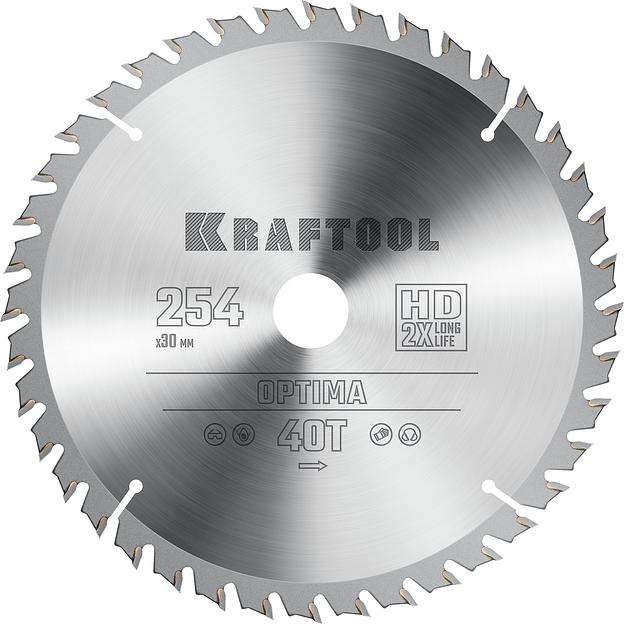 KRAFTOOL Optima, 254 х 30 мм, 40Т, пильный диск по дереву (36951-254-30) фото 1