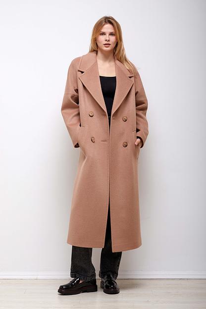 Женское демисезонное пальто двубортное Mmoda кэмл, арт.2223725-6 фото 2