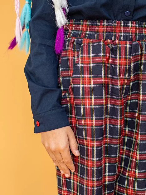 Брюки прямые на девочку KristiKlo «Оксфорд» красная клетка ОПТ фото 2