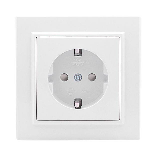 EKF ERR16-028-100 Минск Розетка 1-местная СП с заземлением 16А белая с защ. штор. EKF Basic фото 2