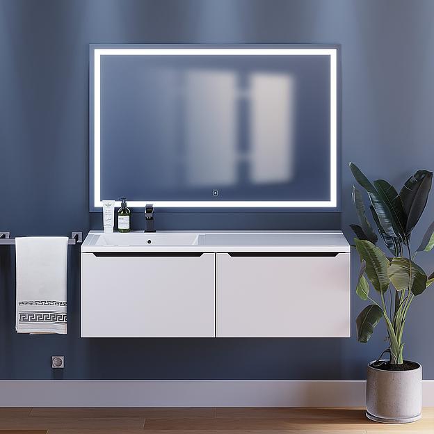 Тумба под раковину для ванной Uperwood Tanos 120 см, подвесная, левая, белый/графит фото 1