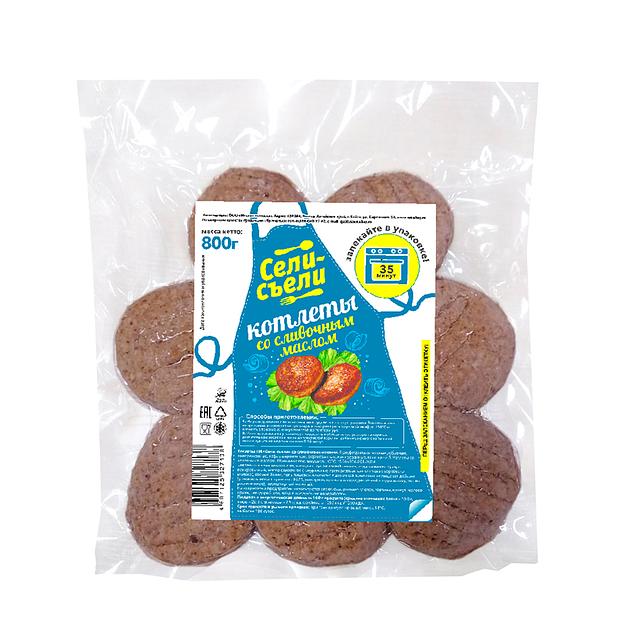 Котлеты со сливочным маслом Сели-съели в пакете для запекания, 0,8 кг ОПТ фото 1