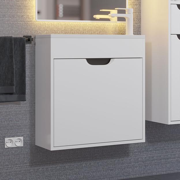 Тумба под раковину для ванной Uperwood Modul 60 см, подвесная, матовая, белая/графит фото 3