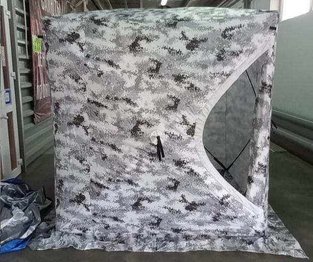 Недорогая зимняя палатка куб 2, 180х180х200 см, бело-оранжевая фото 7