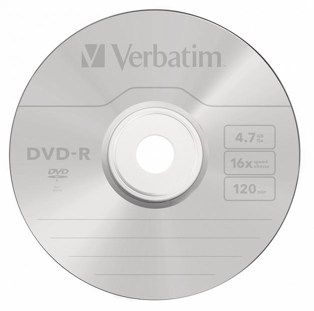 Диск DVD-R Verbatim 4.7Gb 16x Cake Box (10шт) (43523) фото 1