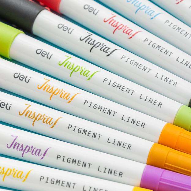 Набор ручек капилляр. Deli Inspira (EU302) d=0.5мм ассор. черн. игловидный пиш. наконечник линия 1.0мм 12цв. фото 3