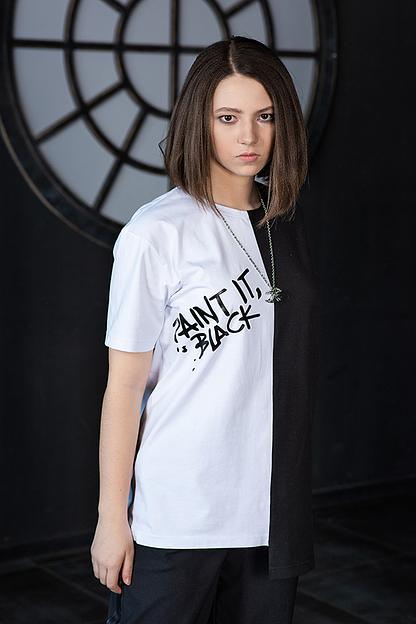 Чёрно-белая футболка унисекс с принтом Paint It, Black ОПТ фото 1