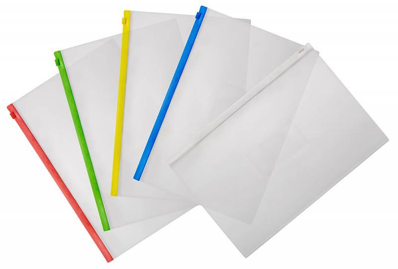 Папка на молнии ZIP Бюрократ -BPM4AGRN A4+ полипропилен 0.15мм карм.для визит. цвет молнии зеленый фото 3