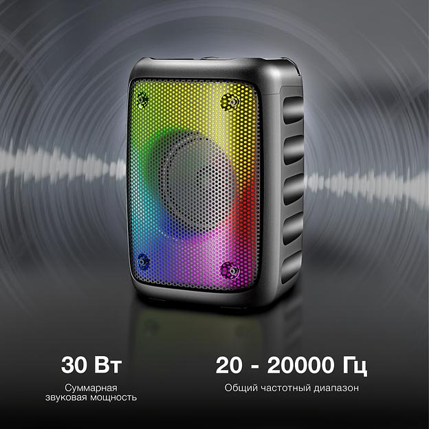 Колонка порт. Hyundai H-PS1006 черный 30W 1.0 BT 10м 1500mAh фото 6