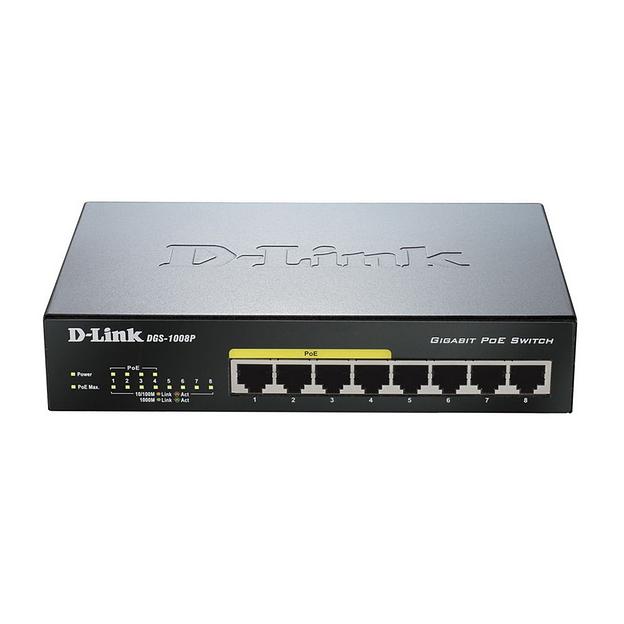 Коммутатор D-Link DGS-1008P/E1A 8G 4PoE+ 80W неуправляемый фото 1