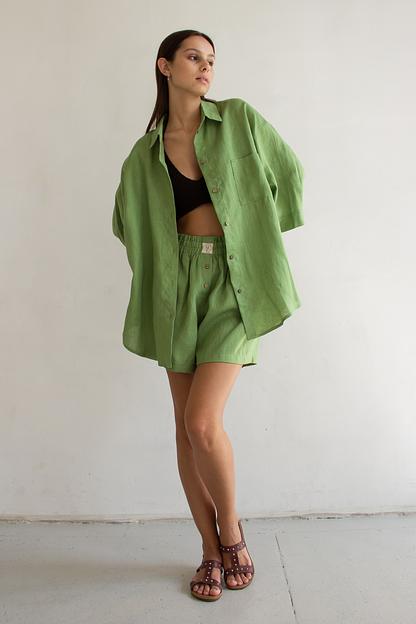 Костюм лён  SET019/05/Салатовый  фото 2