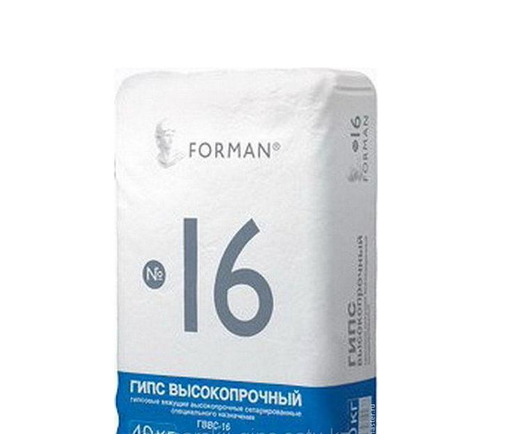 Гипс ГВВС-16 высокопрочный Forman 40 кг ОПТ фото 1