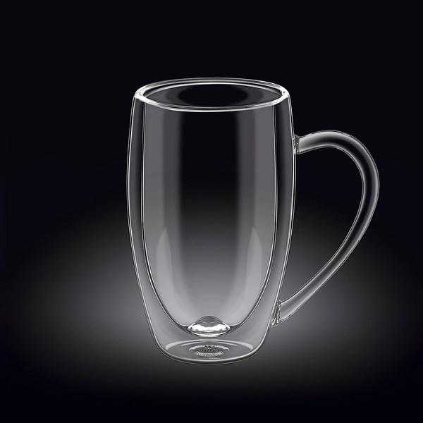 Кружка 400 мл. d=75 мм. h=125 мм. с двойными стенками Термостекло Wilmax /1/48/ фото 1