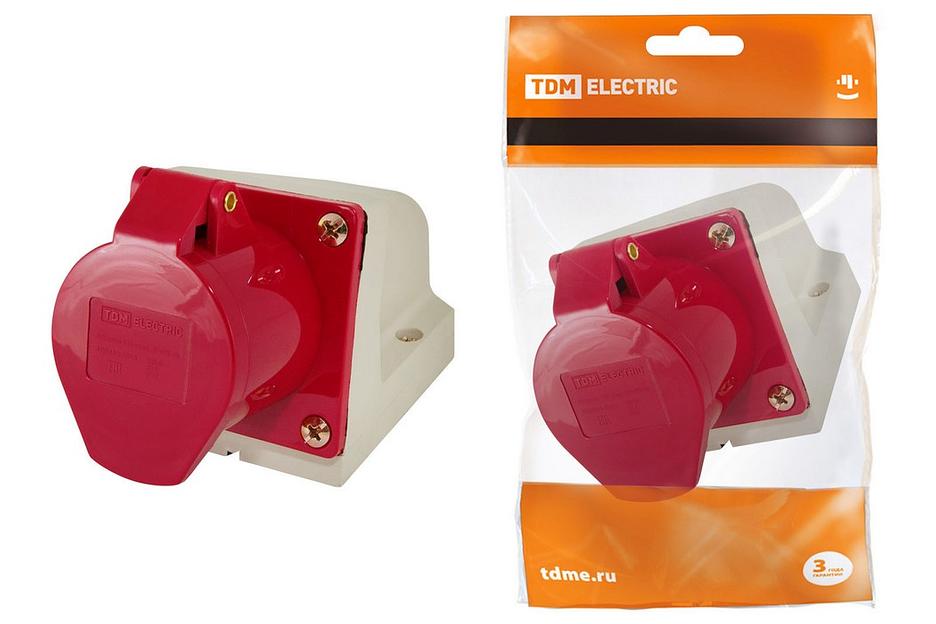 Розетка 125 стационарная 3Р+РЕ+N 32А 380В IP44 фото 1