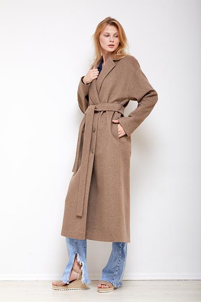 Женское демисезонное пальто двубортное Mmoda свeтлo-бeжeвый, арт.22027НД фото 5