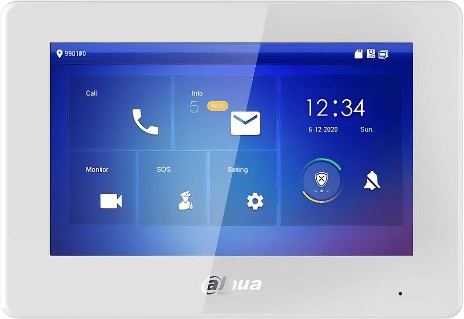DAHUA DHI-VTH5421HW-W Монитор видеодомофона IP 7-и дюймовый с WiFi 2.4ГГц, белый, ёмкостной сенсорный экран, поддержка micro-SD до 64Гб, питание DC 12В фото 1