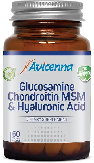 Глюкозамин Хондроитин MSM и Гиалуроновая кислота Авиценна, 60 шт, опт фото 1
