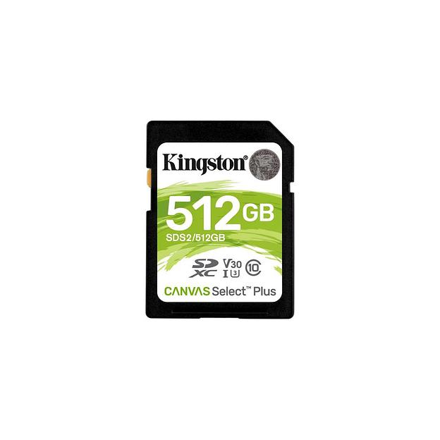 Карта памяти SDXC UHS-I U3 Kingston Canvas Select Plus 512 ГБ, 100 МБ/с, Class 10, SDS2/512GB, 1 шт., без адаптера фото 1