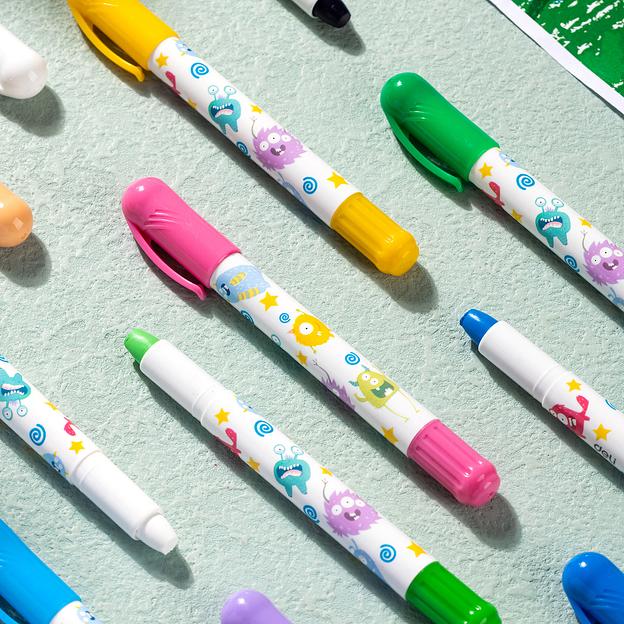 Гелевые мелки Deli EC211-12 круглые 12цв. картон.кор./европод. фото 5