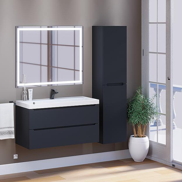 Тумба под раковину для ванной Uperwood Tanos 100 см, подвесная, черная матовая фото 7