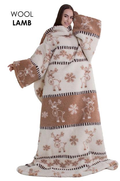 Плед из овечьей шерсти с рукавами Woollamb «Скандинавия» 150×200 см, опт фото 1