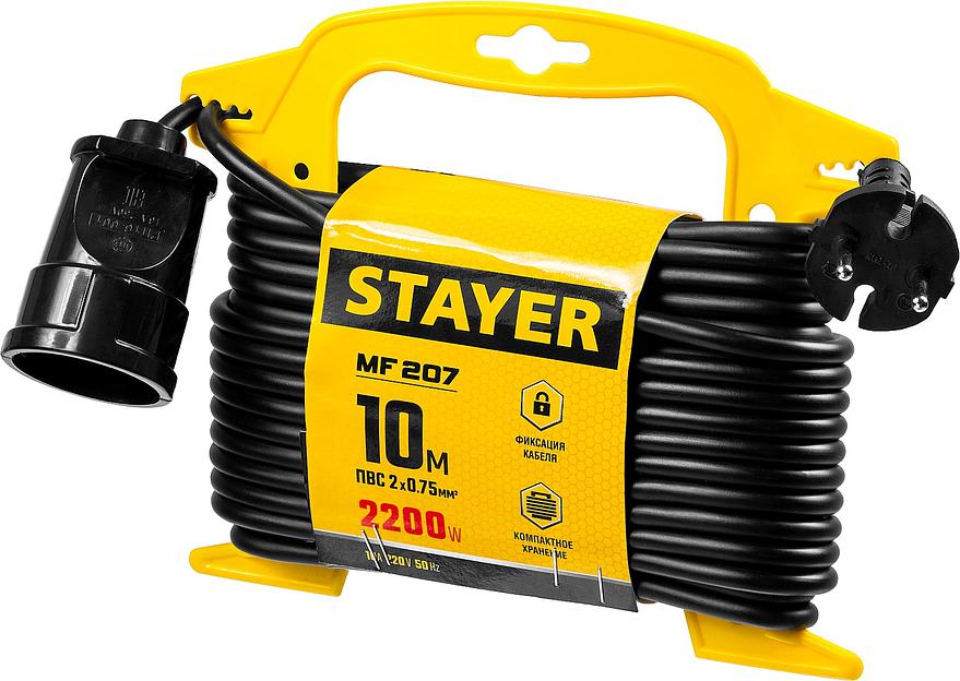 STAYER MF-207, ПВС, 2 x 0.75 мм2, 10 м, 2200 Вт, силовой удлинитель-шнур на рамке (55014-10) фото 5