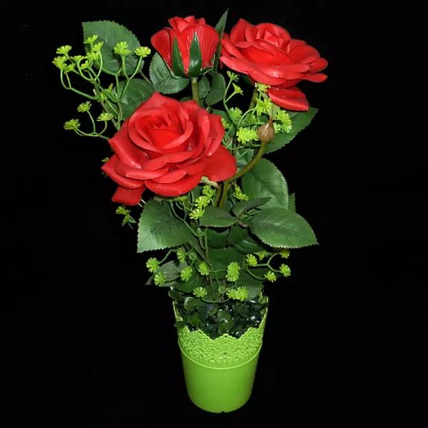 Букет искусственных роз в горшке 514 фото 3