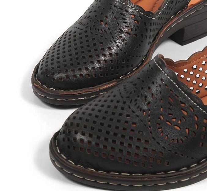 Босоножки женские из натуральной кожи на каблуке, арт.2023-23 чёрный ОПТ фото 9