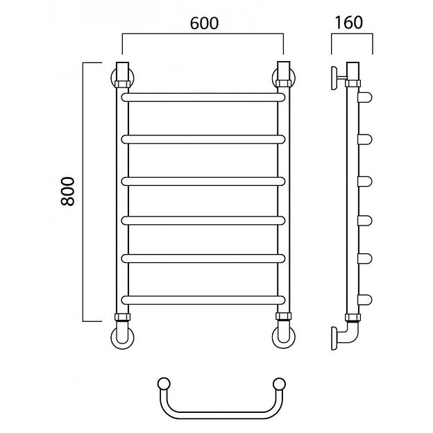 Полотенцесушитель водяной Роснерж Скоба L102000 80x60 фото 2