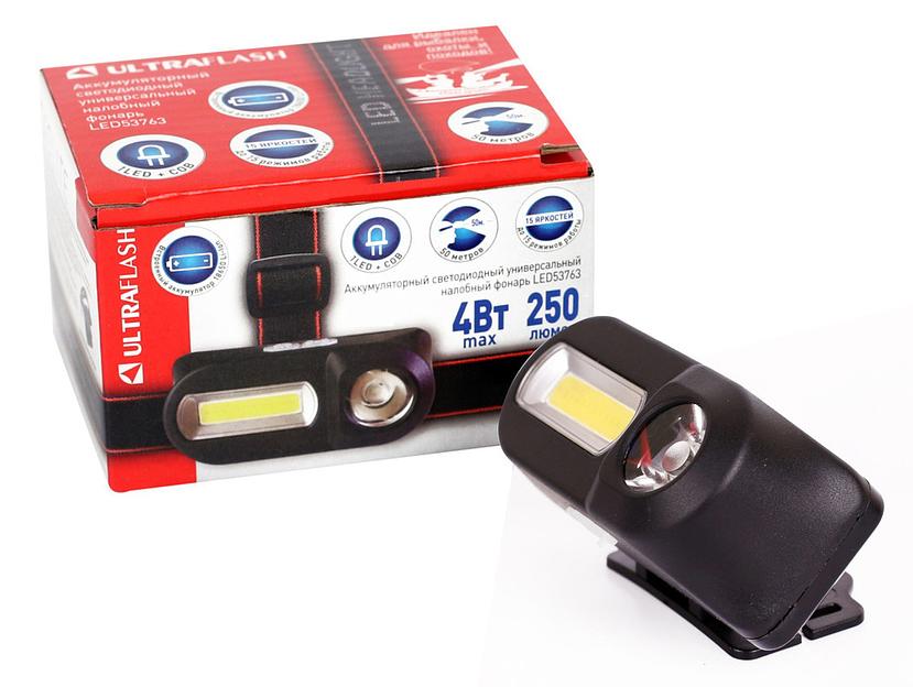 Фонарь велосипедный Ultraflash LED53763 черный 4Вт лам.:светодиод. встроенный аккумулятор (14504) фото 2