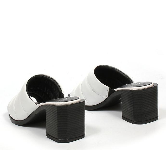 Сабо женские TAIS из натуральной кожи на каблуке, арт.327 белый ОПТ фото 6