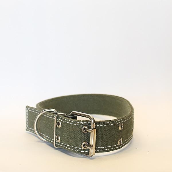 Ошейник брезентовый двойной зелёный ОПТ фото 1
