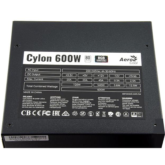Блок питания Aerocool ATX 600W CYLON 600 80+ (24+4+4pin) APFC 120mm fan color 5xSATA RTL фото 7