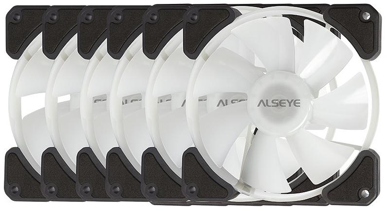 Набор из 6 вентиляторов Alseye N12 PRO, 120мм, 1300rpm, 6-pin, белый/ARGB, 41.5CFM, 24.8дБ, 10-канальный контроллер, пульт ду (N12PRO) фото 3